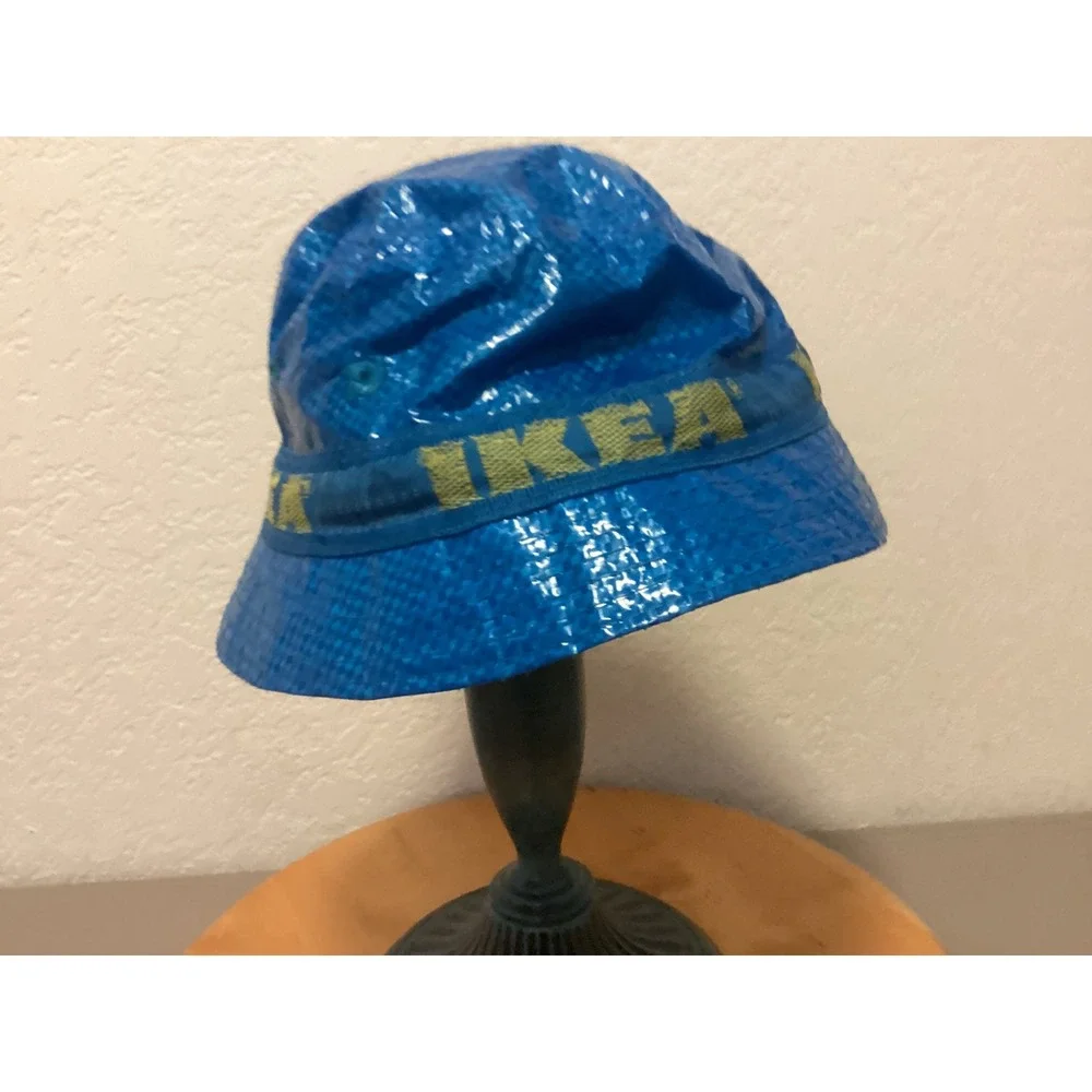 IKEA KNORVA Bucket Hat Unisex OS Blue Yellow FRAKTA Bag Material Streetwear
